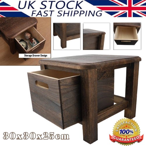 Small wood stool with storage - small,