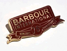 Red Enamelled Barbour International 75th Anniversary Metal Pin Badge