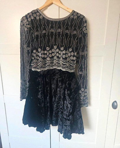 Black velvet fit flare mini - fit, &