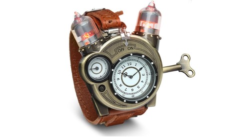 Steampunk tesla analog watch - steampunk,