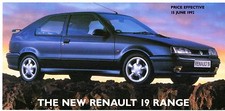 Renault 19 Prices & Options 1992 UK Market Foldout Brochure RL RN RT 16v Cabrio