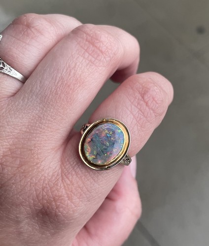 Vintage opal blue green orange - green,