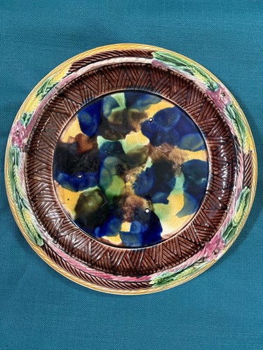 Large majolica plate with - majolica,