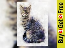 Tabby cat watercolour painting