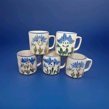 hand painted mug flower blue