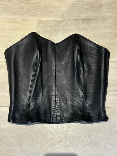 Genuine leather corset top - leather, in