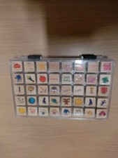 Whispers Wooden - 40 Mini Stamp Designer Set - Mixed Style Emoji Themes - New