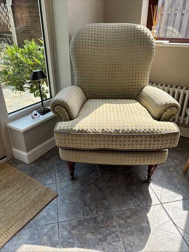 Reupholstered wingback chair - reupholstered,