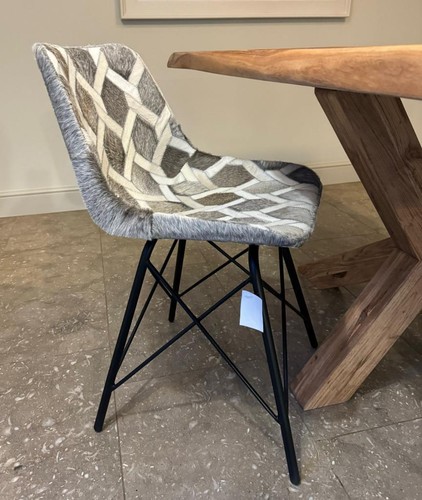 Dining chair grey cowhide - dining,