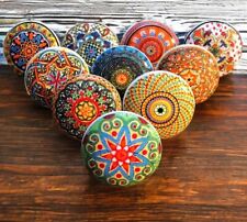 Multi coloured ceramic knobs mandala mosaic ceramic cabinet knobs drawer handle