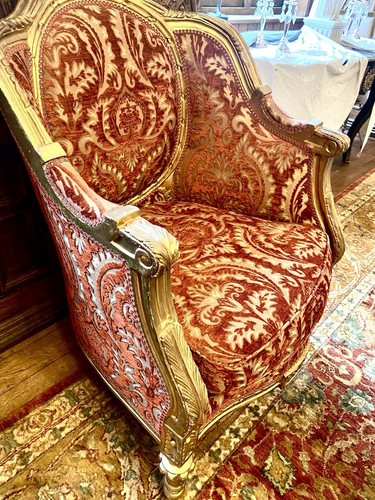 French style giltwood fauteuil - french-style,
