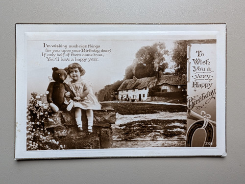 Old postcard children girl - old,