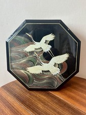 Vintage 1970’s Japanese Style Lacquered Hexagonal Jewellery Box with Mirror , GC