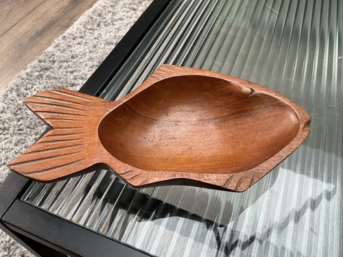 Vintage retro hand carved teak - retro,