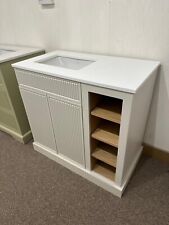 Ex Display OXUN Reeded Vanity Unit 900W  2 door, oak shelves, basin, Himac Top