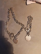 Tiffany & Co Vintage Heart Tag Toggle Necklace  & Bracelet Sterling Silver .
