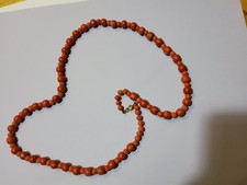 Vintage Natural Coral Bead Necklace–Graduated Handcrafted  warm red/Orange Tones