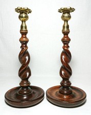 Antique Tiger Oak Candlesticks