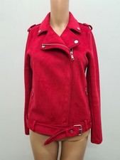 Girls Matalan Red Faux Suede Biker Jacket Size 13 Years