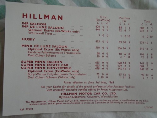 Hillman imp husky - hillman, minx