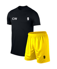 Personalised Football Kit Soccer kit Adult (Shirt & Short) Black/Yellow