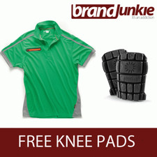 SCRUFFS GREEN ACTIVE PRO ZIP POLO Hardwearing Work Shirt + FREE KNEE PADS