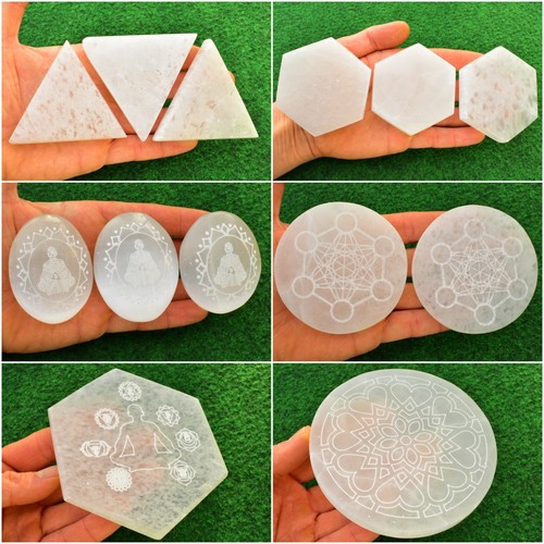 Selenite crystal engraved - selenite,