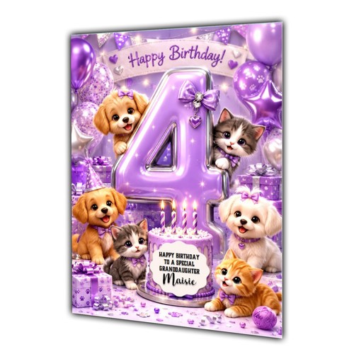 4th birthday card - card, puppy