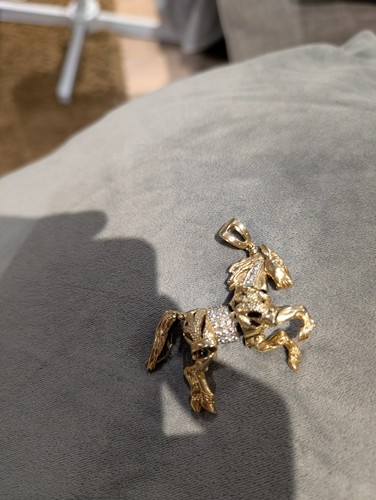 Unique 9ct gold - horse, pendant