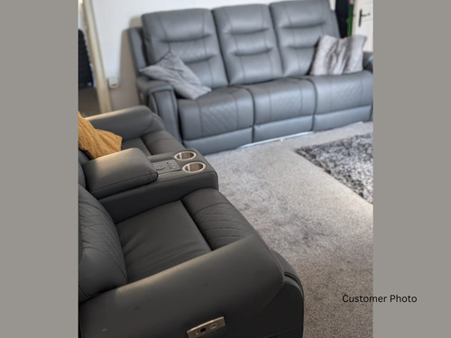 Grey leather power recliner - grey,