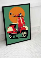 Vespa retro scooter poster - vespa,