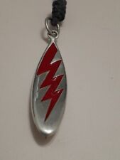 Surfboard 925 Sterling Silver Pendant Red Enamel Flame Thruster Jewellery Y2K