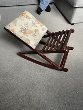 Vintage Cushioned Folding Rocking Footstool Foot Rest With Floral Design Wooden