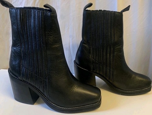 Topshop black leather 6 - uk,
