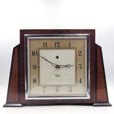 ART DECO 1930s Smiths Electric Inlaid Walnut MANTEL CLOCK