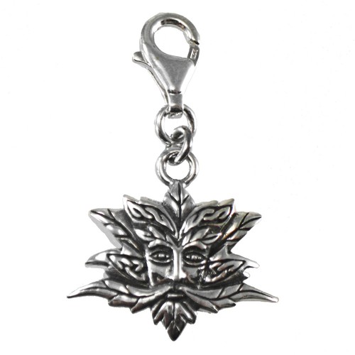 Sterling silver green man clip - silver,