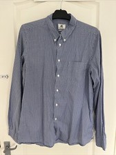 Paul Smith Blue Checked Tailored Fit Shirt L collared Button Check Cotton