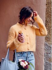 KNITTING PATTERN PAPER COPY DESIGNER SHORT FISHERMAN RIB CARDIGAN 36-56" 983J