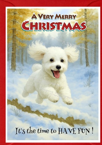 Poodle dog christmas - (white),