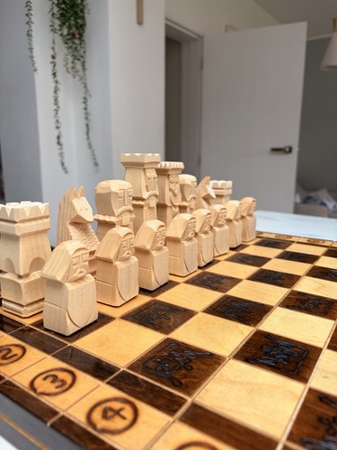 Hand carved wooden chess - hand,