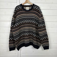 M&S Jumper Mens Size XXXL Navy Beige Wool Blend Fairisle Festive Knit Christmas
