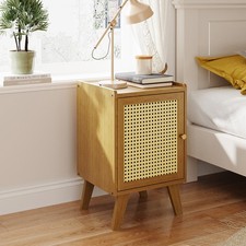 Rattan Bedside Table Cabinet