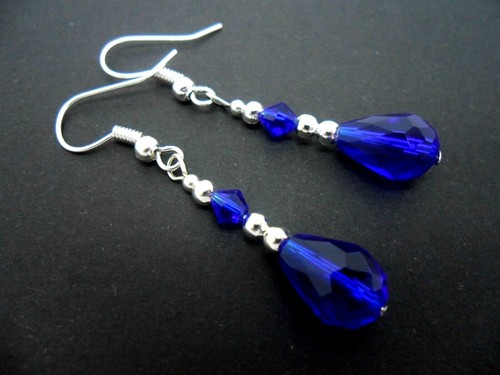 Pair cobalt blue - , crystal