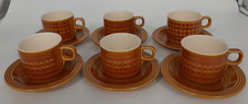 Vintage Hornsea 'Saffron' Ceramic Brown Set of 6 Cups & Saucers A68 G318