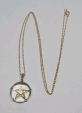 ROCK CRYSTAL PENDANT & CHAIN - Uri Geller - 9ct Gold - Hallmarked  & Signed