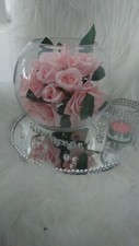 3 WEDDING/EVENT TABLE CENTREPIECES, GLASS FISH BOWLS AND MIRROR STANDS 