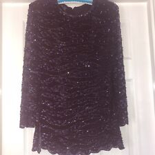 Vintage AFTER SIX By Ronald Joyce 100% Silk  Black Beaded Top Size 12