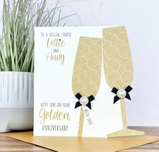 Personalised Handmade Golden/50th Wedding Anniversary Card, Friends, Daughter