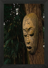 Wooden mask in Jungle Framed Wall Art Poster Canvas Print Picture