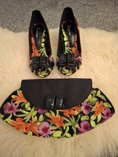 Bourne Ladies High Healed Shoes With Matching Hand Bag